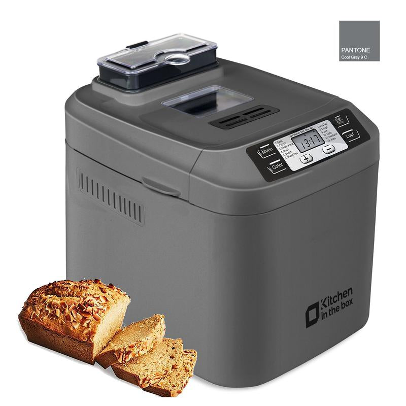 Automatic Bread Maker, up to 2LB, 12-In-1 Bread Machine with Auto Fruit Nut Dispenser, 13 H Timer, 1 H Keep Warm, Gluten-Free, 3 Crust Colors, White