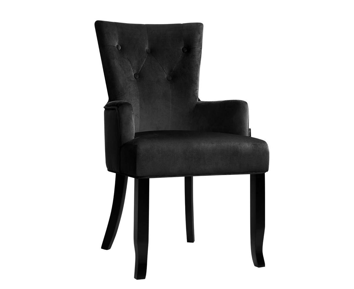 Dining Chair Velvet French Provincial Armchair Black