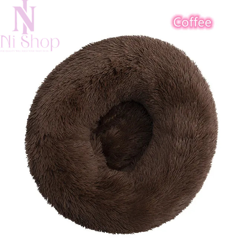 Pet Dog Bed Plush Full Size Washable Calm Bed Donut Cat Bed Comfortable Sleeping