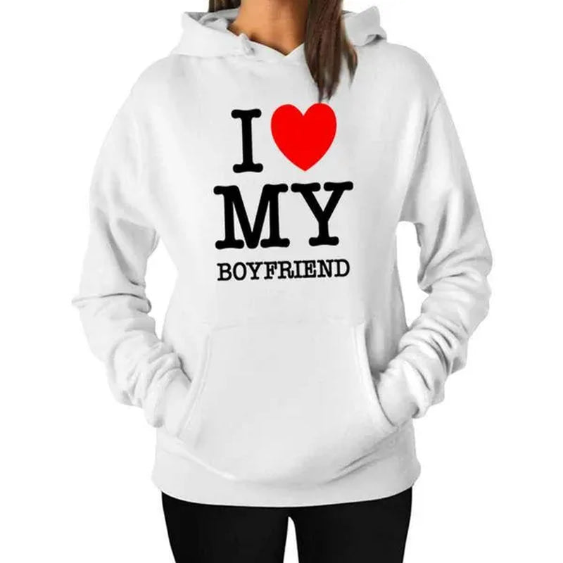 I Love My Girlfriend I Love My Boyfriend Hoodies for Couples Him and Her, Valentine'S Day Matching Hoodies for Couples, Wife Husband Boyfriend Girlfriend Gifts, His and Her Valentine Sweatshirts