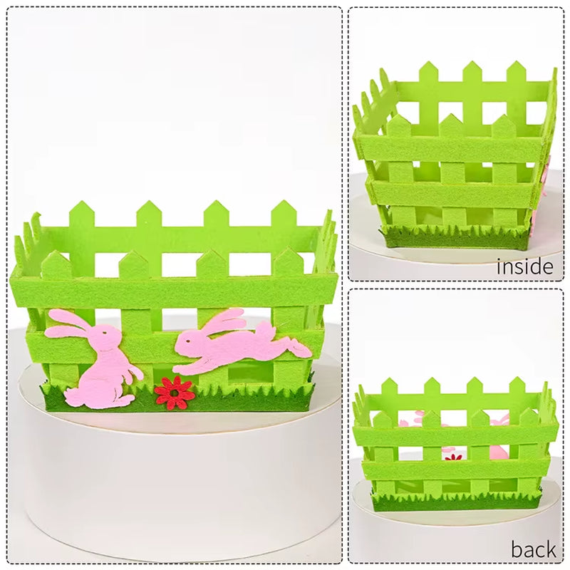 2024 Non-Woven Fabric Easter Basket Kids Color Eggs Bucket Welcome Spring Insect Butterfly Parti Bunny Easter Party Happy Easter