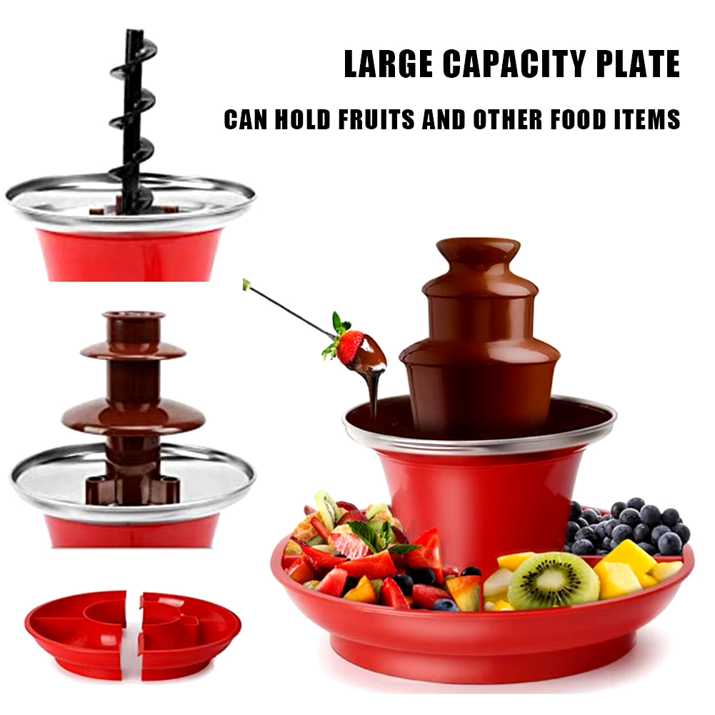 3Layer Chocolate Fountain Chocolate Melt with Heating Fondue Machine Fruits/Nuts/Treats Serving Tray Chocolate Melting Waterfall