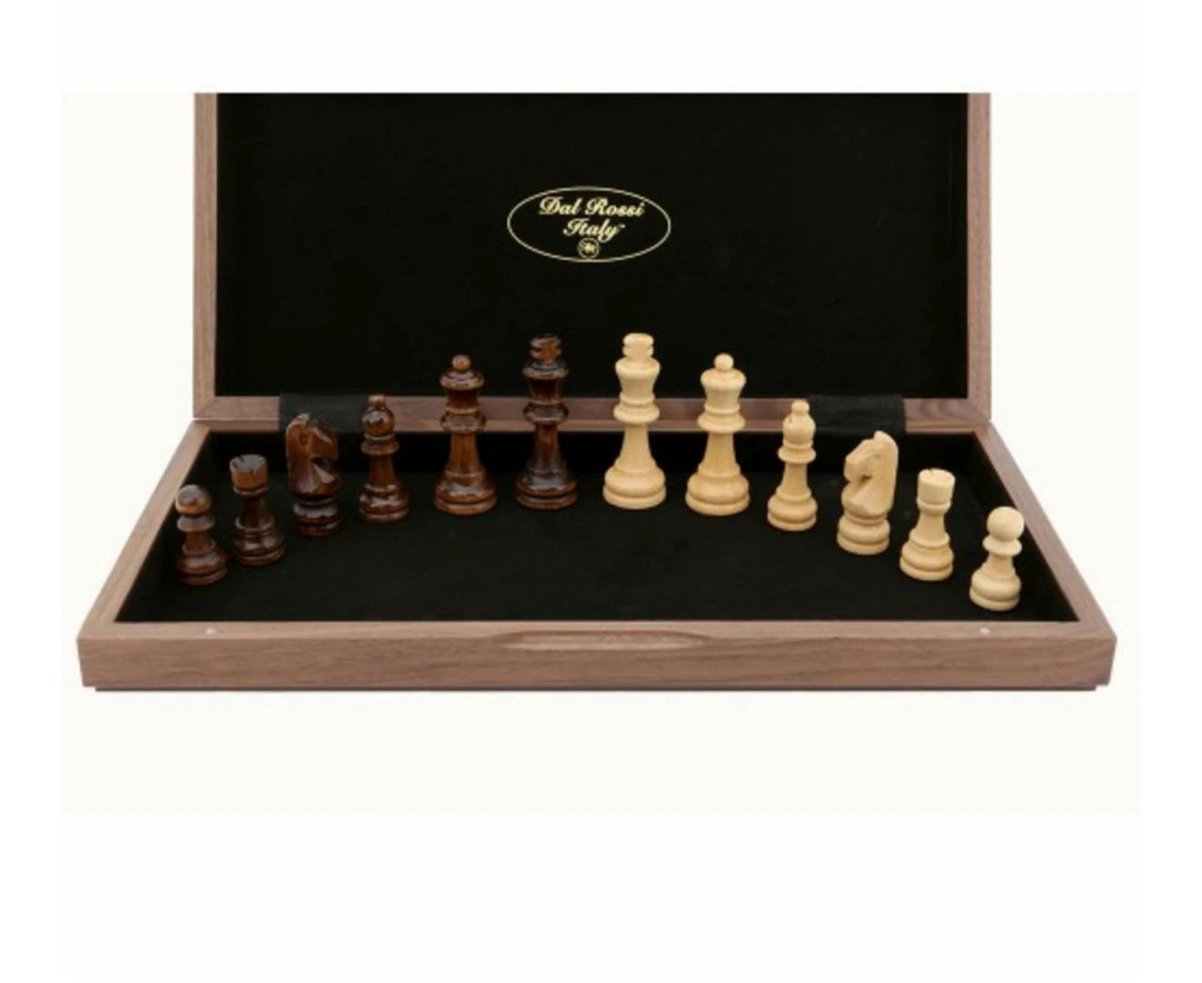 Dal Rossi 12 Inch Walnut Inlaid Folding Chess Set