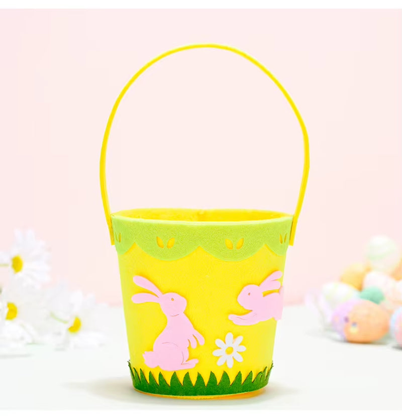 2024 Non-Woven Fabric Easter Basket Kids Color Eggs Bucket Welcome Spring Insect Butterfly Parti Bunny Easter Party Happy Easter