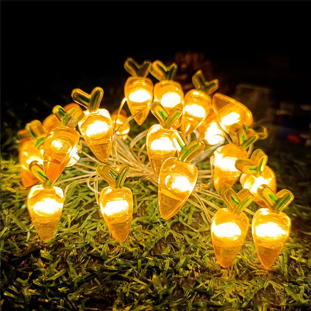 2M 20Led Easter LED String Lights Rabbit Carrot Easter Egg Decorations for Home Bunny Fairy Light Supplies Happy Easter Gifts