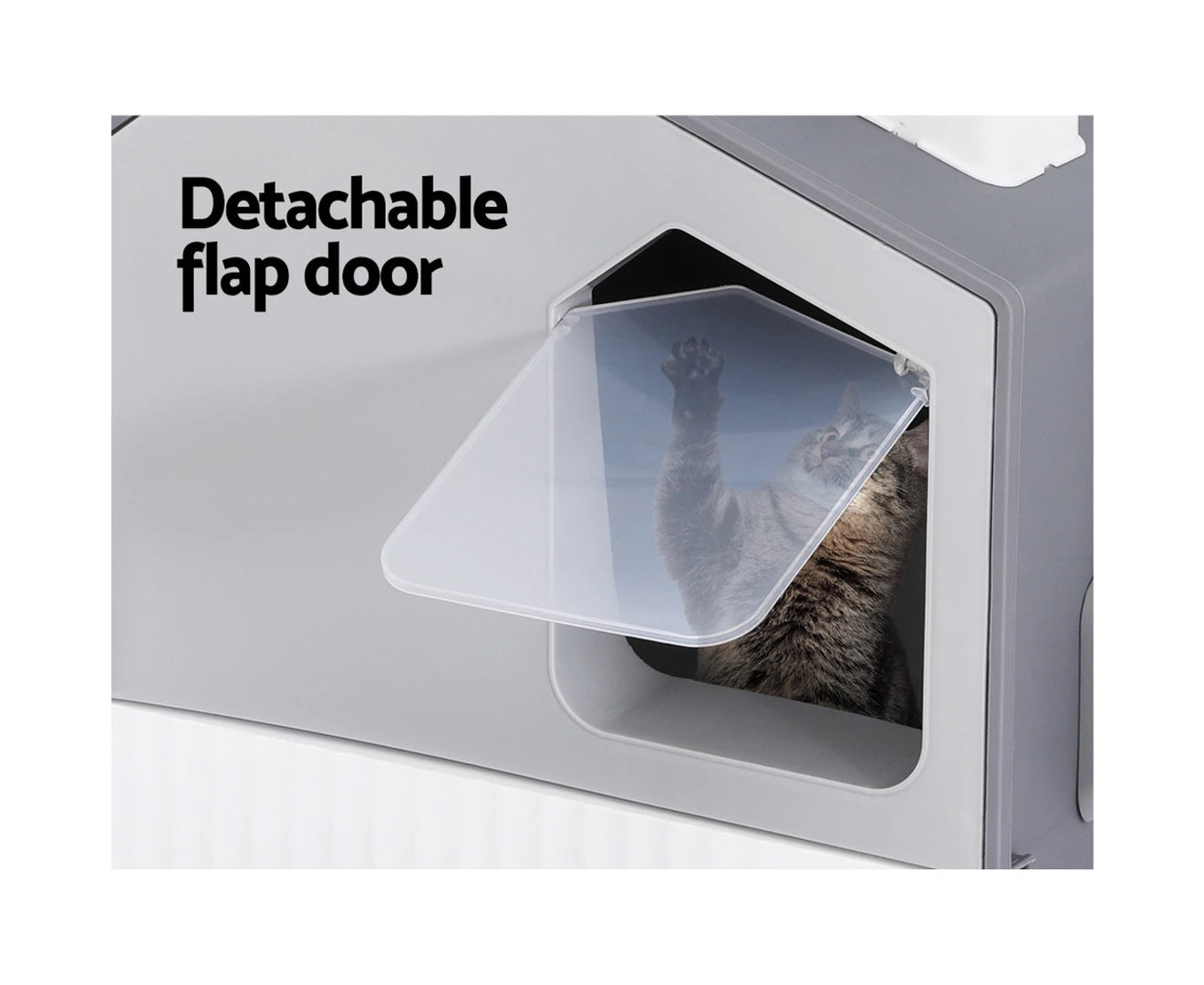 I.Pet Cat Litter Box Large Tray Kitty Toilet Fully Enclosed House Hooded Scoop Mat Grey