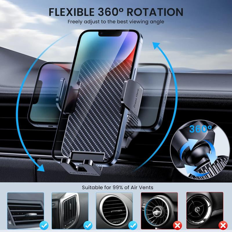 Phone Mount for Car Phone Holder [Thick Cases Friendly] Cell Phone Holder Hands Free Phone Stand for Car Vent Phone Mount Fit Android Smartphone Cell Phone Automobile Cradles Universal