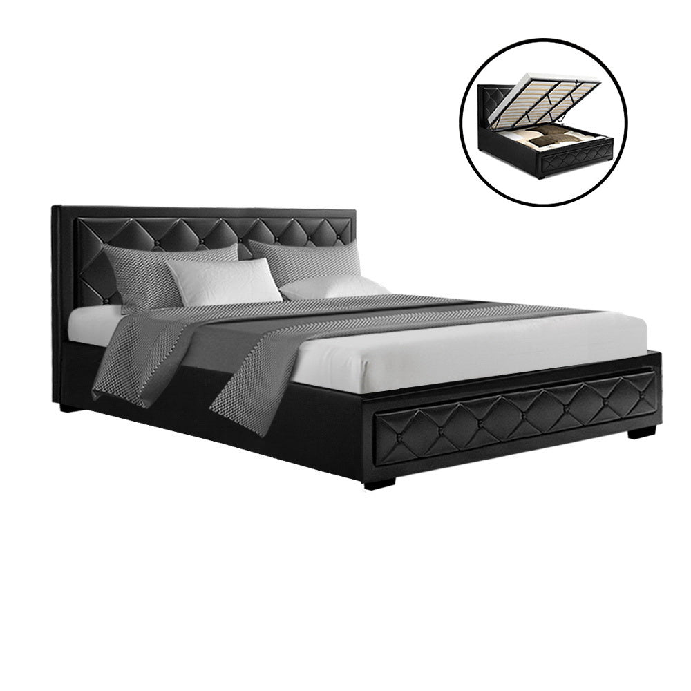 Bed Frame Queen Size Gas Lift Black TIYO