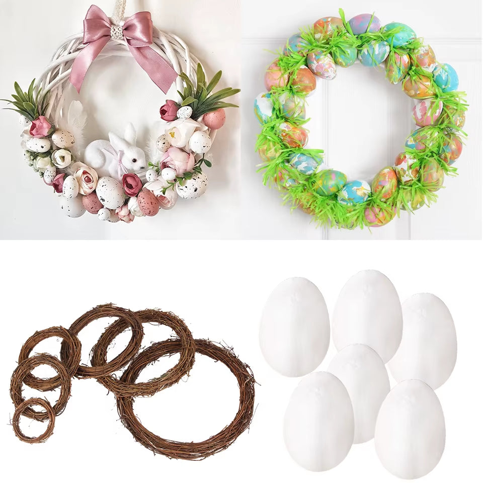 DIY Easter Decoration Natural Rattan Wreath for Easter Egg Decor Kids Easter Party Favors Happy Easter Party Gifts Home Supplies