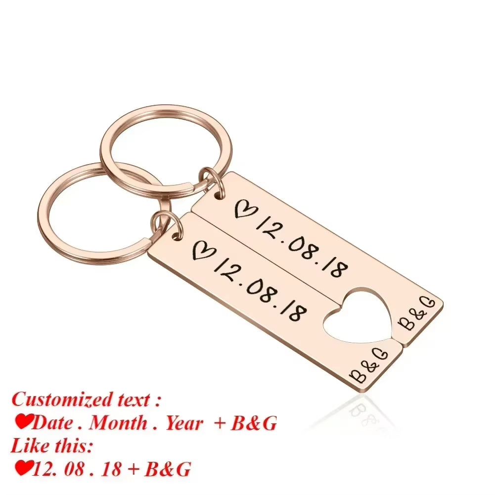 Customized Couples Keychain Boyfriend Girlfriend Keyring Husband Anniversary Valentine Day Gift Pinky Promise Women Men Keychain