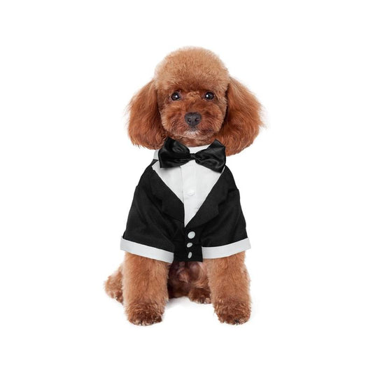 Kuoser Dog Tuxedo, Dog Wedding Suit with Bow Tie Formal Dog Tux Pet Wedding Party Birthday Costume, Dog Valentines Christmas Halloween Graduation Outfit Cosplay