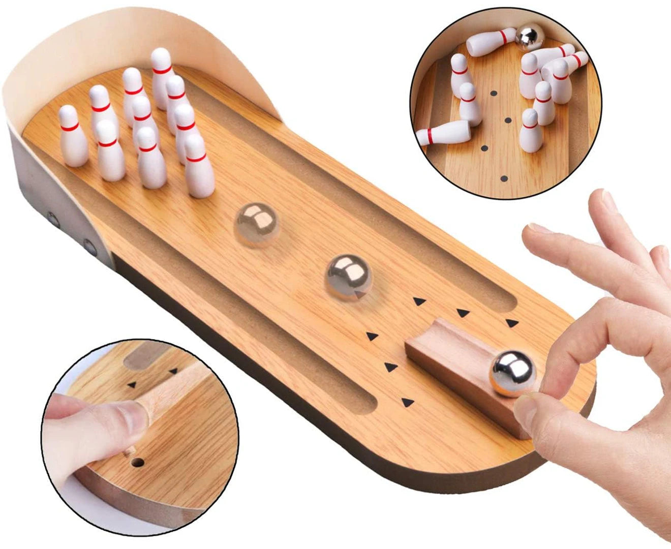 Table Top Mini Bowling Game Set-Tabletop Wooden Board Mini Arcade Desktop Tiny Bowling Shooting Alley Office Desk Gadgets Small Finger Toys Fun Gag Gifts