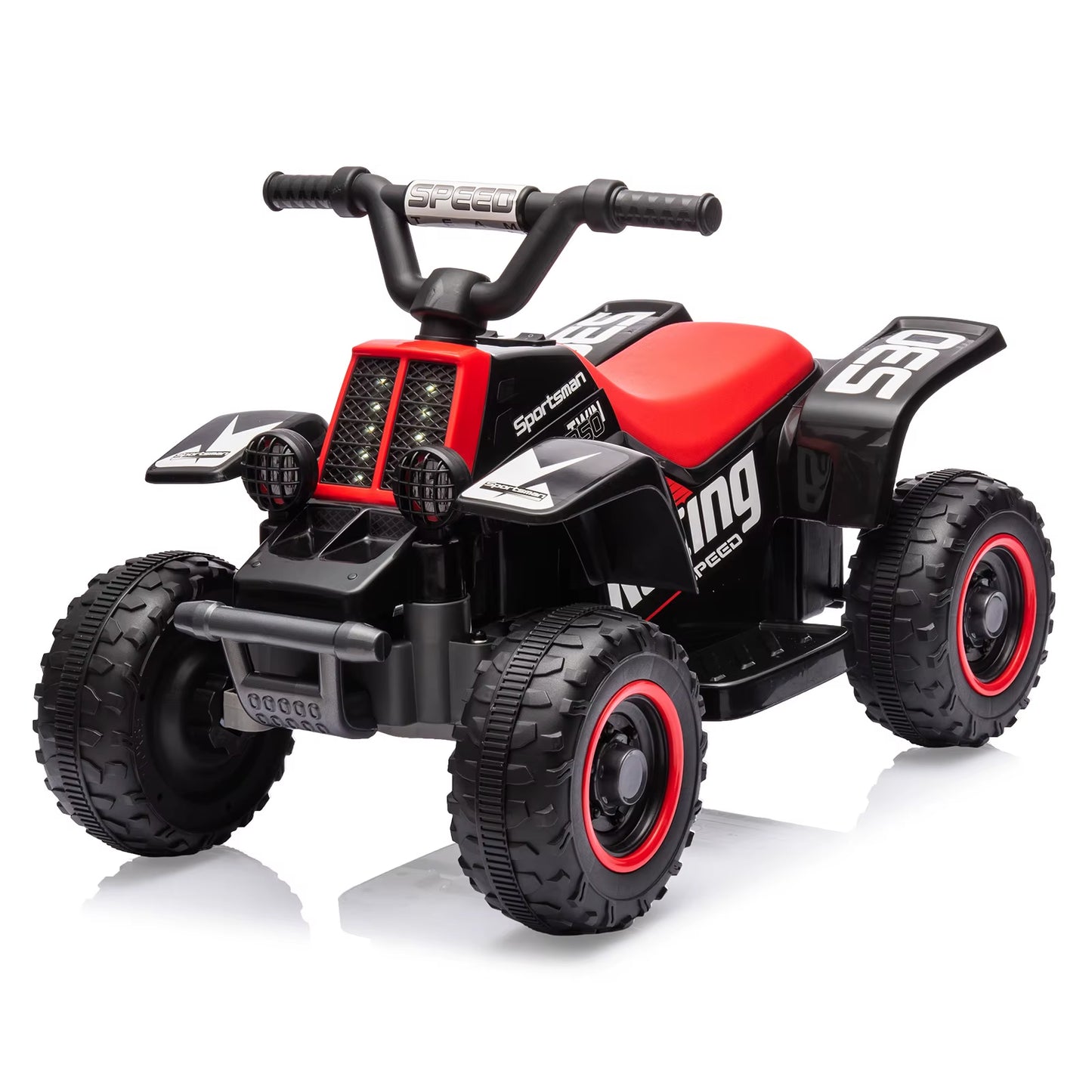 Kids Ride on ATV, 6V Ride on Car with Led Headlights, Ride-On Toy Treaded Tires, Rubber Handles, Push-Button Accelerator