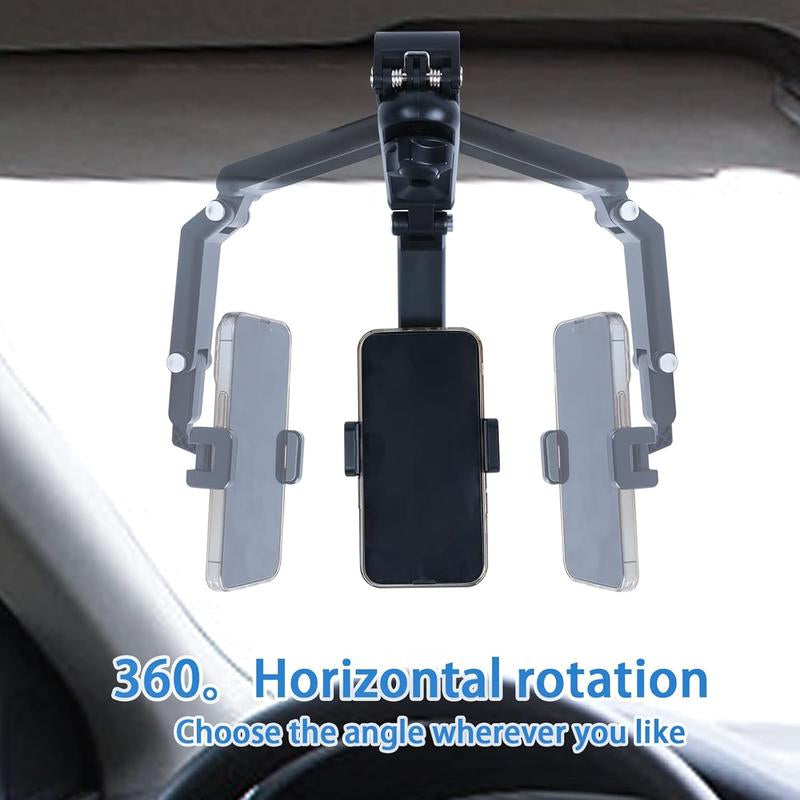 Sun Visor Car Phone Holder，1080° Multifunctional Sun Visor Universal 360 Rotating Rear View Mirror Phone Holder, Foldable Cell Phone Mount Clip for All Mobile Phones Folding Mount Smartphone Cellphone Accessories