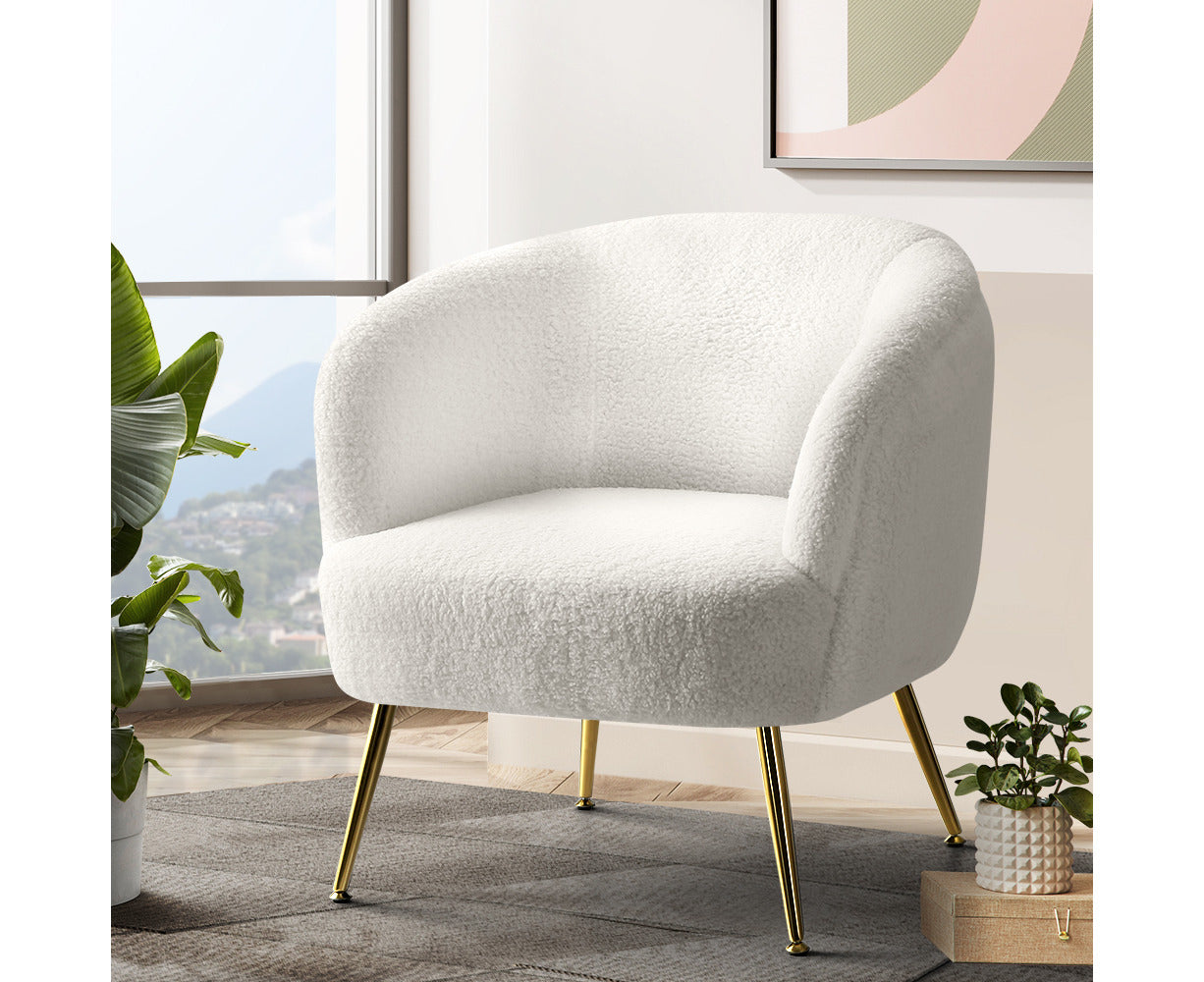 Armchair Lounge Chair Accent Chairs Armchairs Sherpa Boucle Sofa White