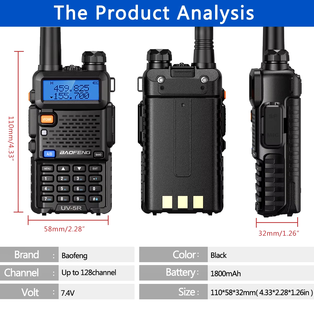 1/2PCS  UV 5R 5W 8W Walkie Talkie Ham CB Radio Long Range Dual Band VHF UHF FM Transceiver Two Way Radio UV5R K5 Plus