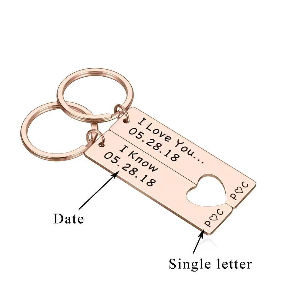 Customized Couples Keychain Boyfriend Girlfriend Keyring Husband Anniversary Valentine Day Gift Pinky Promise Women Men Keychain