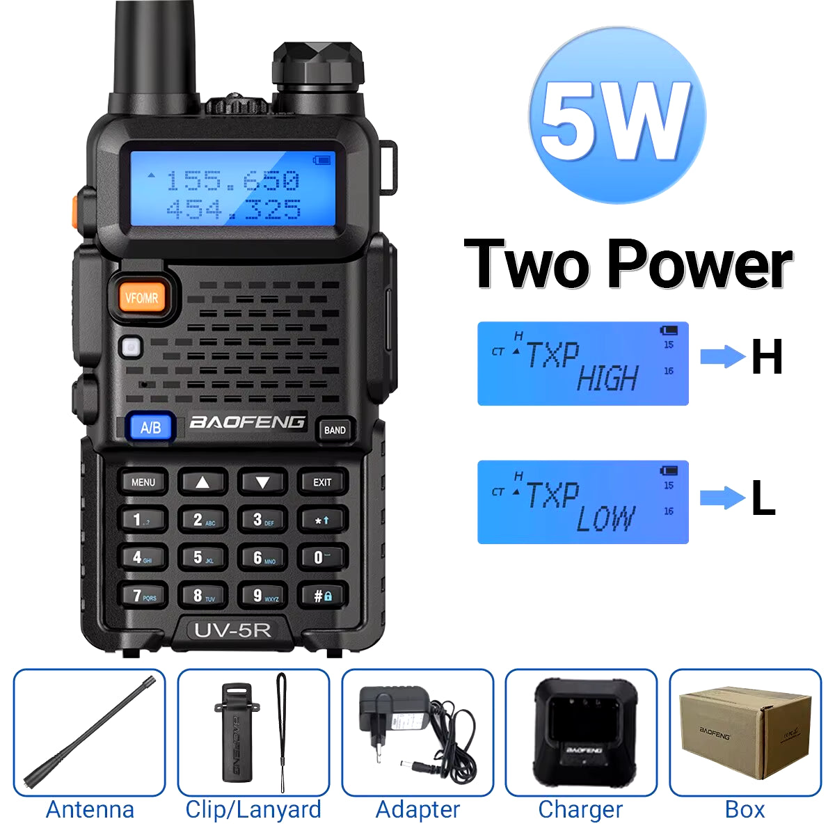 1/2PCS  UV 5R 5W 8W Walkie Talkie Ham CB Radio Long Range Dual Band VHF UHF FM Transceiver Two Way Radio UV5R K5 Plus