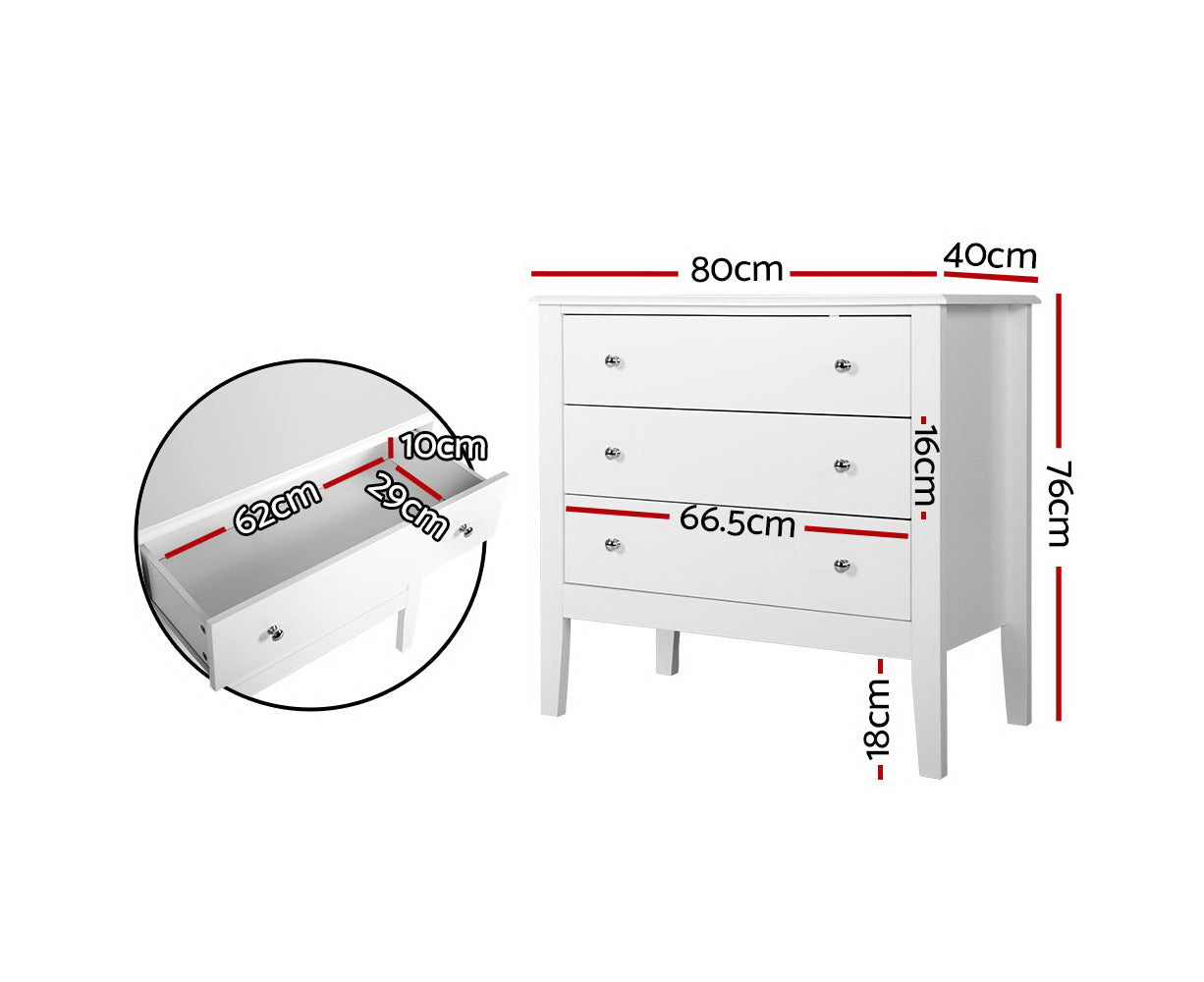 3 Chest of Drawers - BRITTANY White