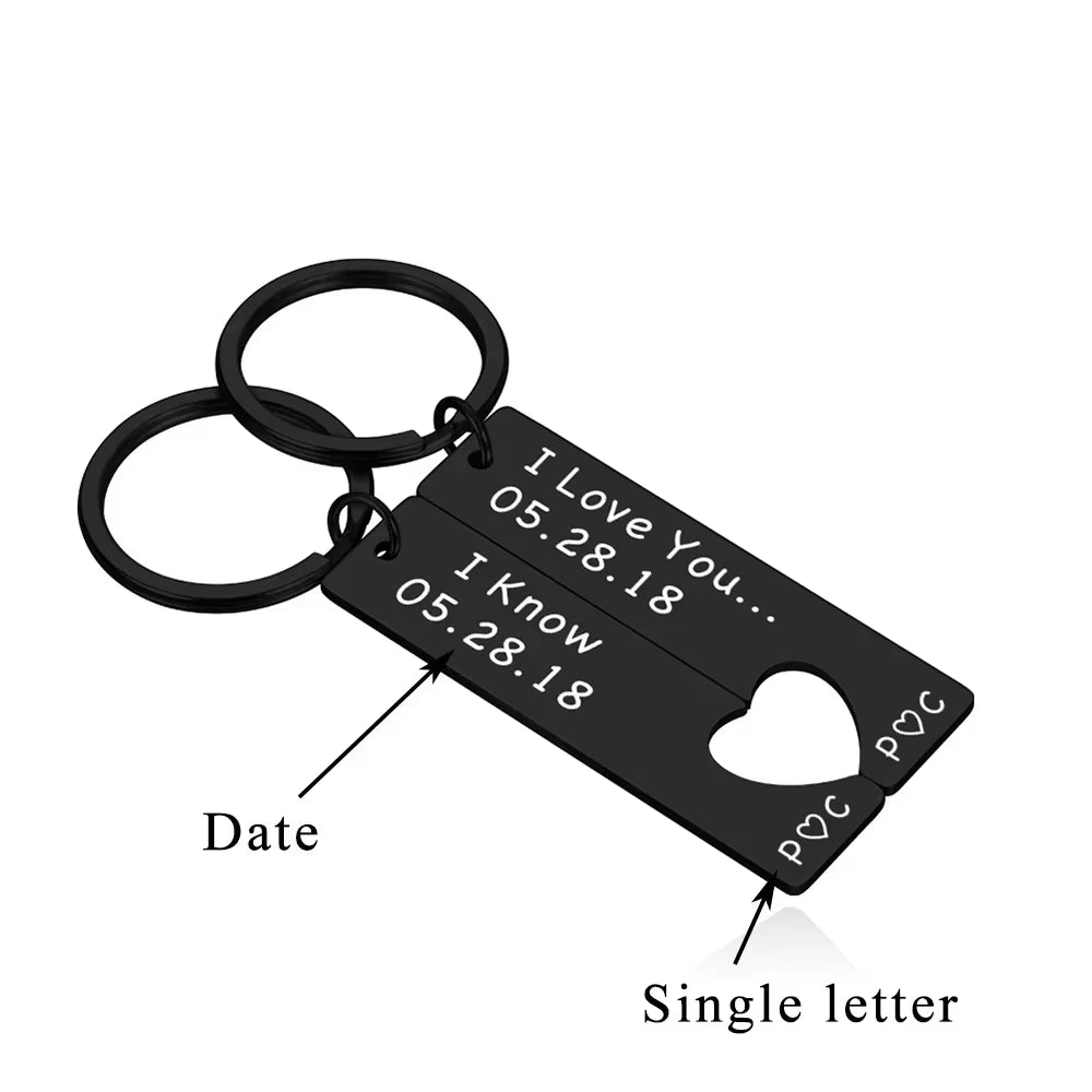 Customized Couples Keychain Boyfriend Girlfriend Keyring Husband Anniversary Valentine Day Gift Pinky Promise Women Men Keychain