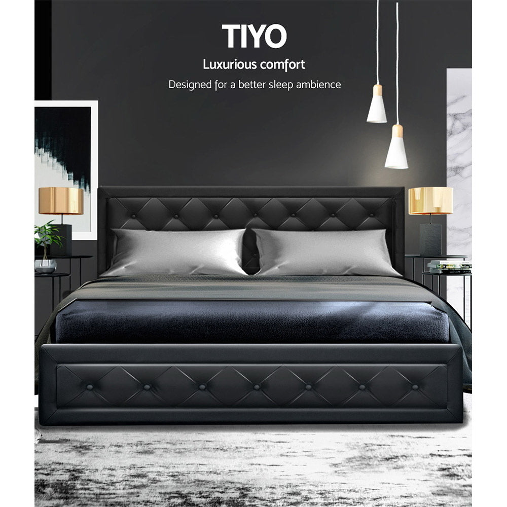 Bed Frame Queen Size Gas Lift Black TIYO