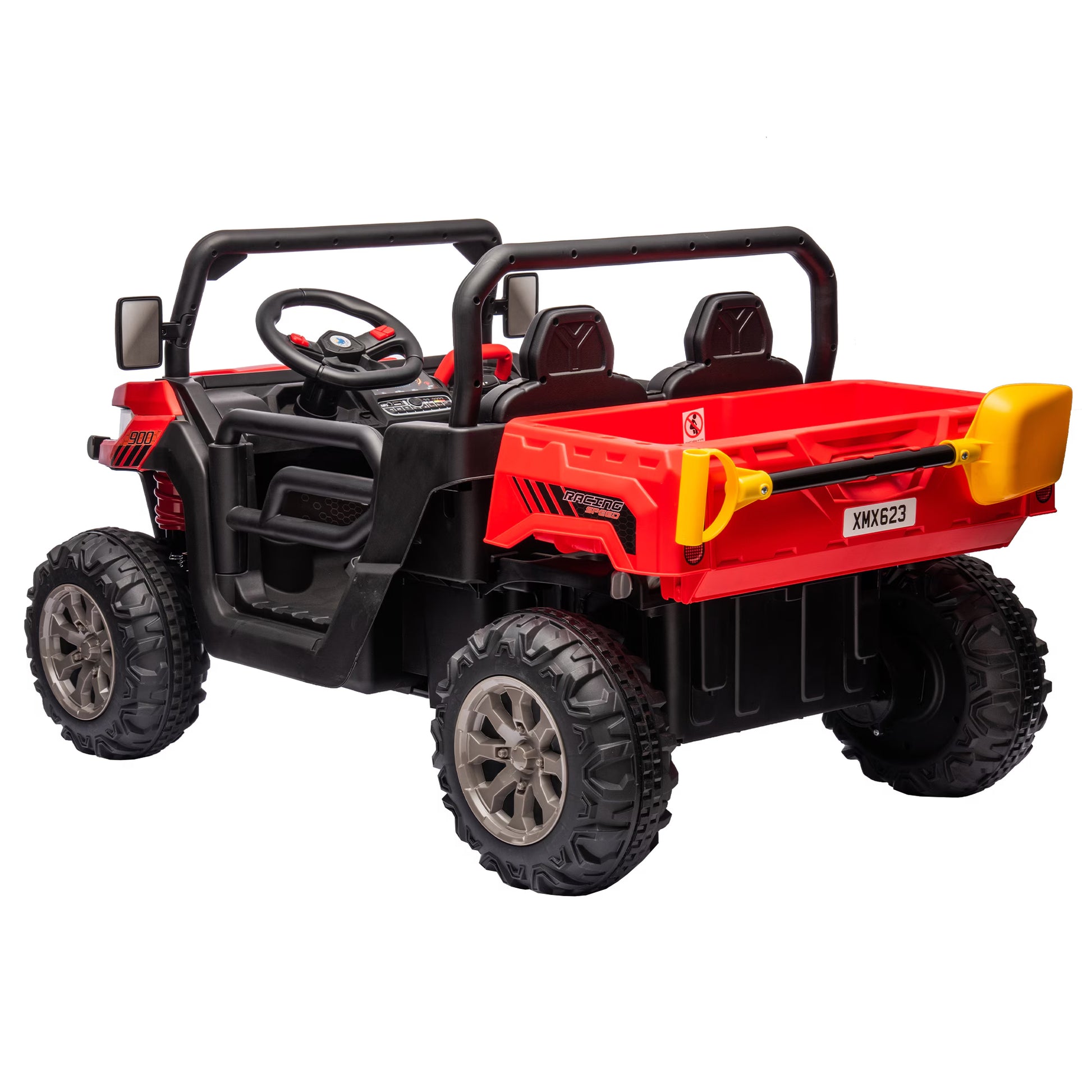 24V Ride on Truck 2 Seater Ride on UTV with 2X200W Motor Ride on Dump Truck with Dump Bed Shovel Ride on Car with Remote Control Electric Vehicle with Non Slip Tyre for Boys Girls