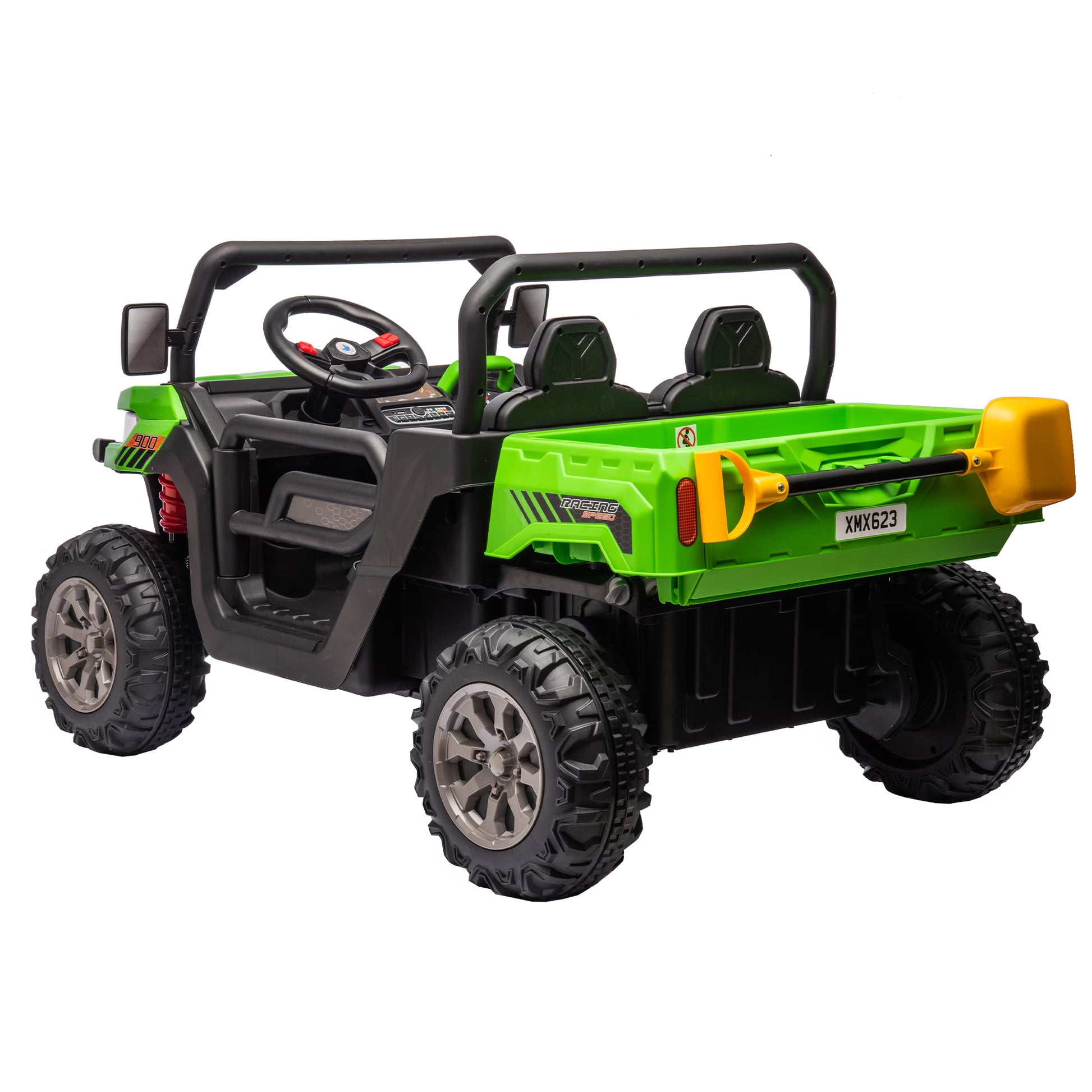 24V Ride on Truck 2 Seater Ride on UTV with 2X200W Motor Ride on Dump Truck with Dump Bed Shovel Ride on Car with Remote Control Electric Vehicle with Non Slip Tyre for Boys Girls