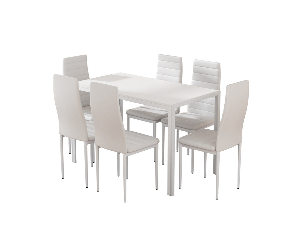 Dining Chairs and Table Dining Set 6 Chair Set of 7 White