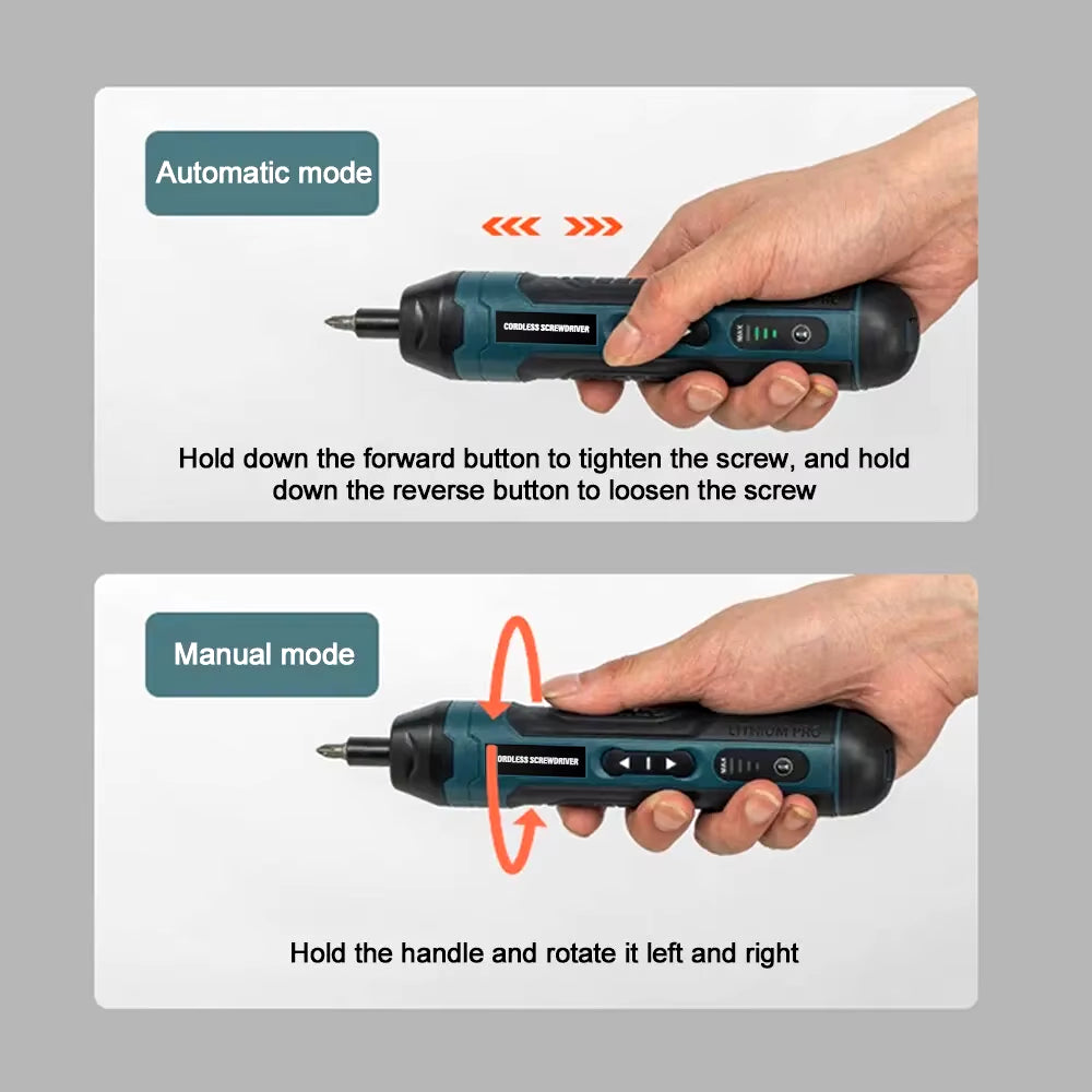 Mini Cordless Electric Screwdriver Rechargeable 1300Mah Power Drill Bits Set 3.6V Household Disassembly Torque Repair Tools Kit