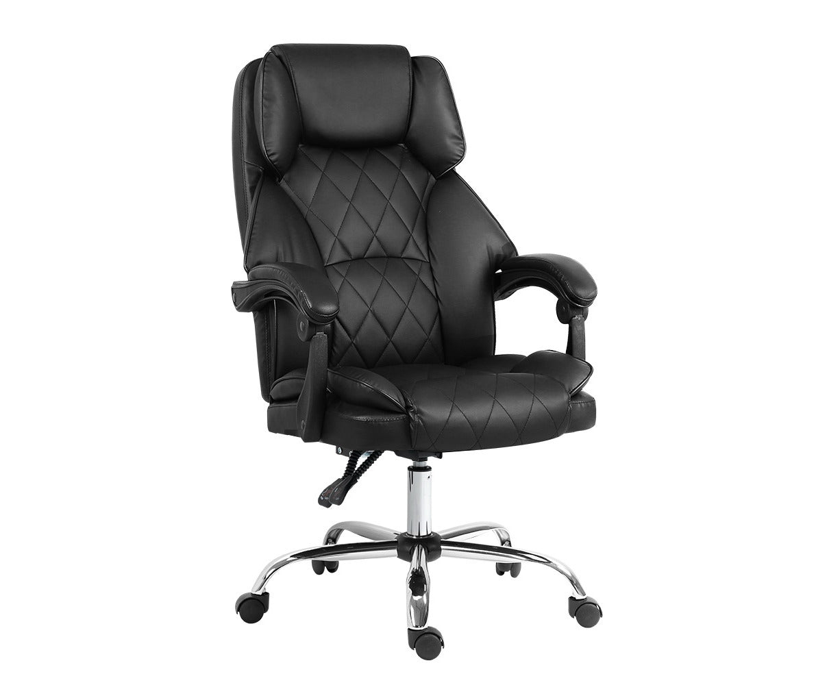 Executive Office Chair Leather Recliner Black