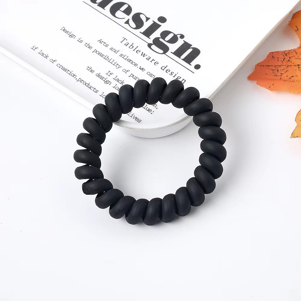 Black Spiral Hair Ties Matte Elastic Traceless Sports Hair Ties Hair Accessories for Men'S Curly Hair Long Hair Thick Hair