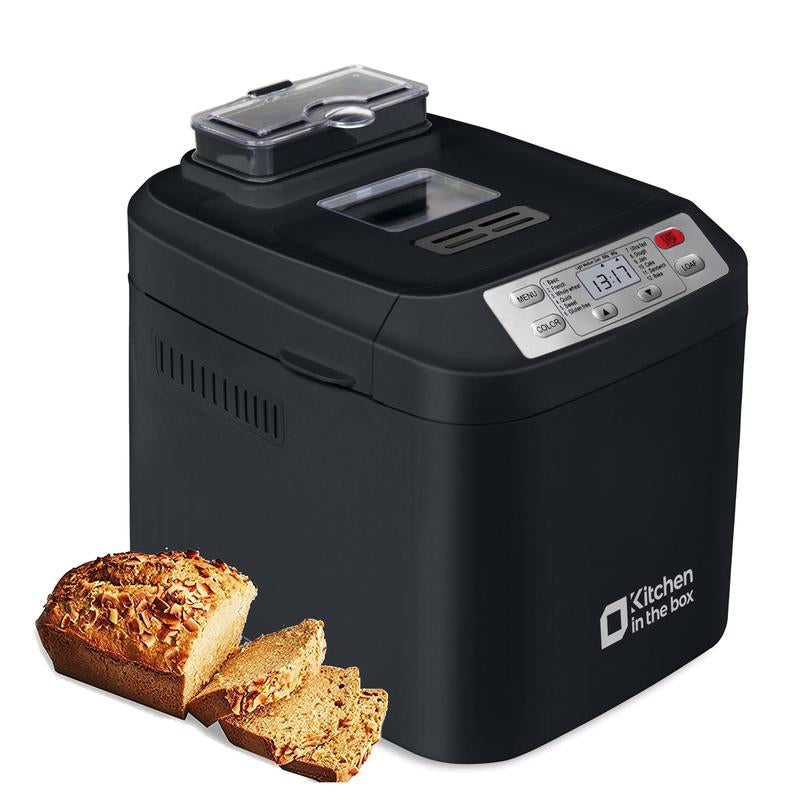 Automatic Bread Maker, up to 2LB, 12-In-1 Bread Machine with Auto Fruit Nut Dispenser, 13 H Timer, 1 H Keep Warm, Gluten-Free, 3 Crust Colors, White