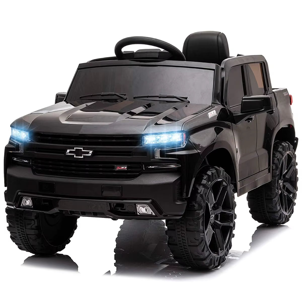 12V Electric Ride on Car 4 Wheeler Truck Safety Toy with Music Radio LED Lights Truck Car Remote Control Kids' Ride on Vehicles