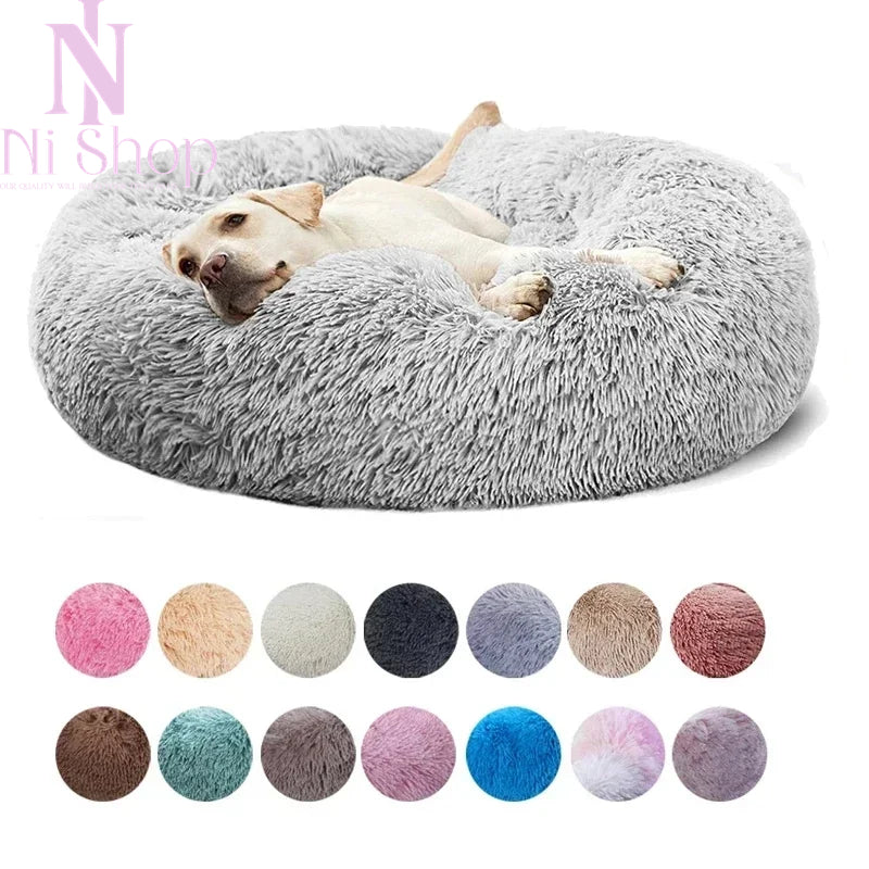 Pet Dog Bed Plush Full Size Washable Calm Bed Donut Cat Bed Comfortable Sleeping