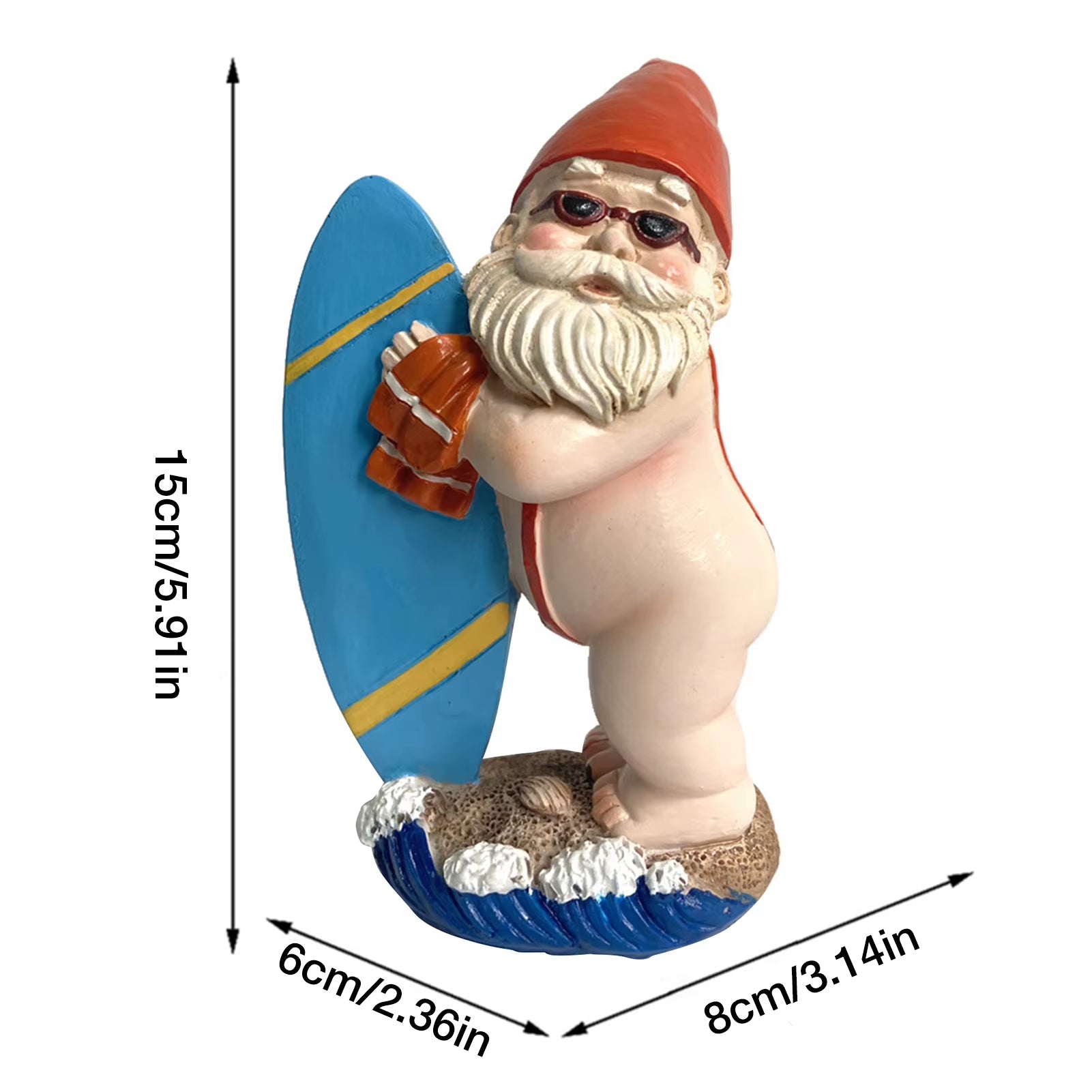 Naughty Garden Gnome Funny Resin Surfing Gnome Statue Garden Ornament Outdoor Garden Yard Decor Gnome Figurines