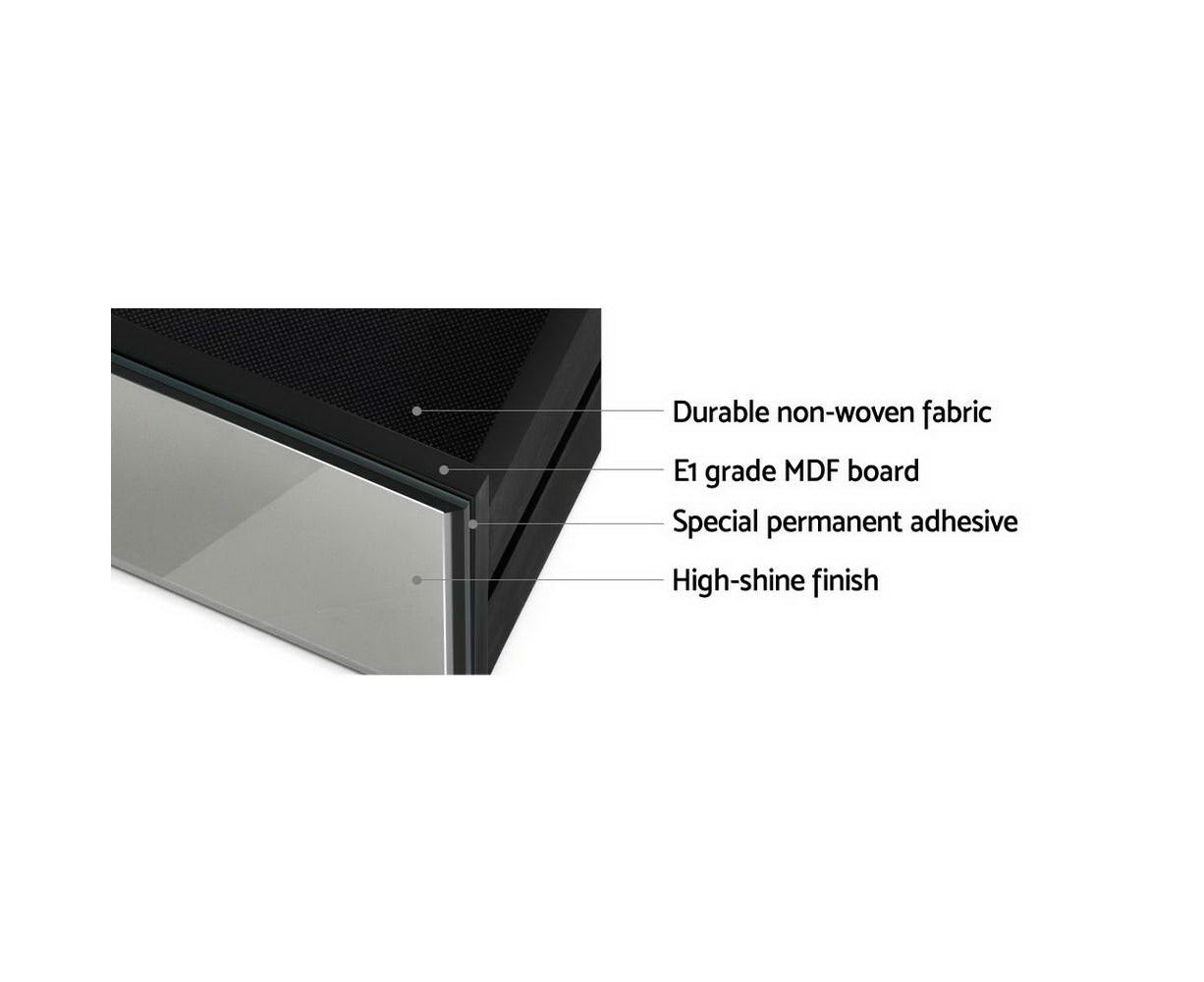 Bedside Table 3 Drawers Mirrored - PRESIA Grey