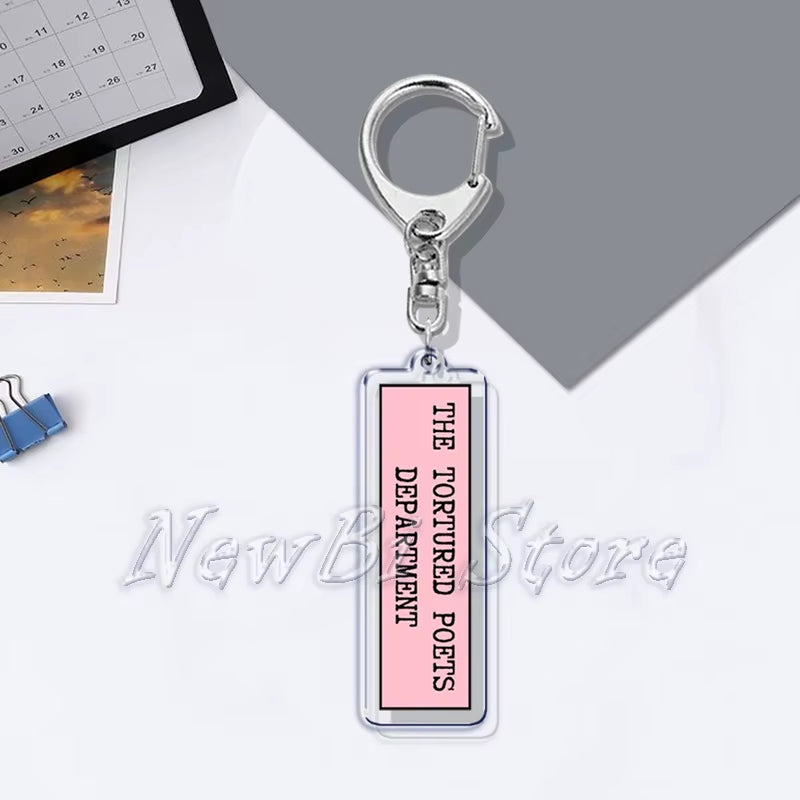 The Tortured Poets Department Key Chain Keychains Ring for Accessories Bag Funny Pendant Keyring Jewelry TTPD Fans Gifts