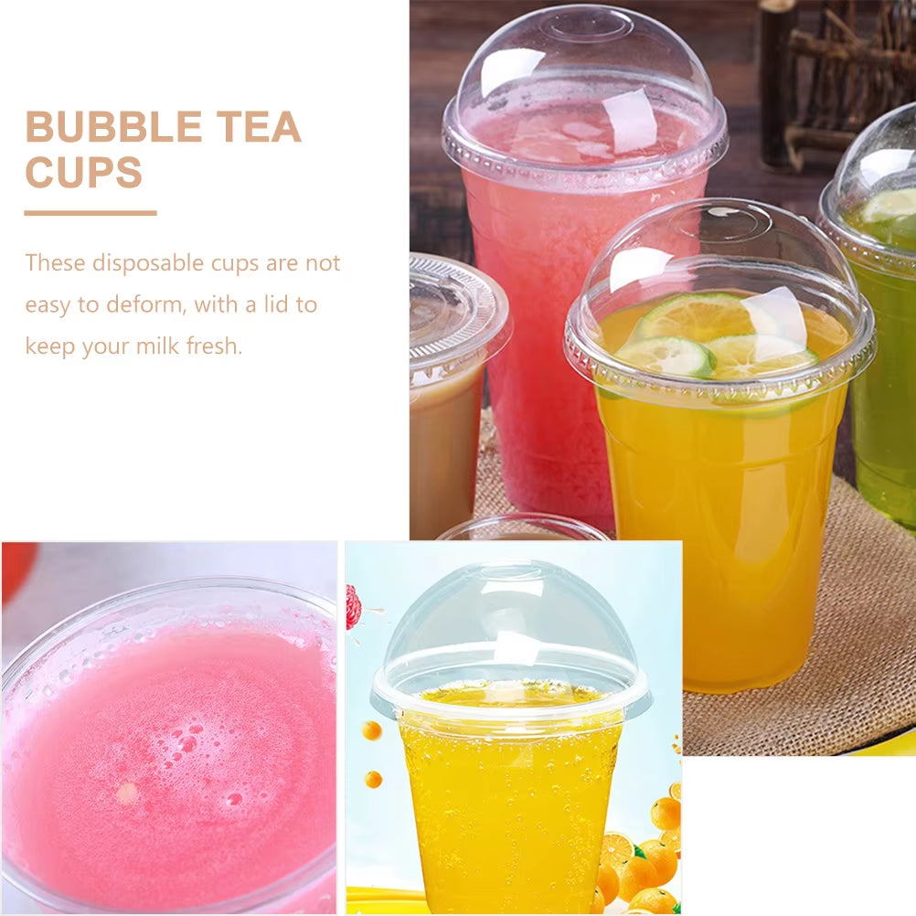 Drink Juice Cup Clear Coffee Cups Lids Transparent Beverage Packing Disposable Plastic Cold Abs Package Child for Party