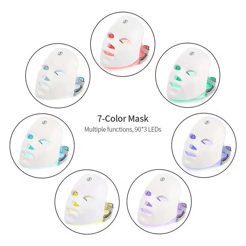 7 Color LED Facial Mask, Summer USB Charging Skin Care Beauty Instrument, Personal Care Skincare Beauty Face Massager Gift for Birthday