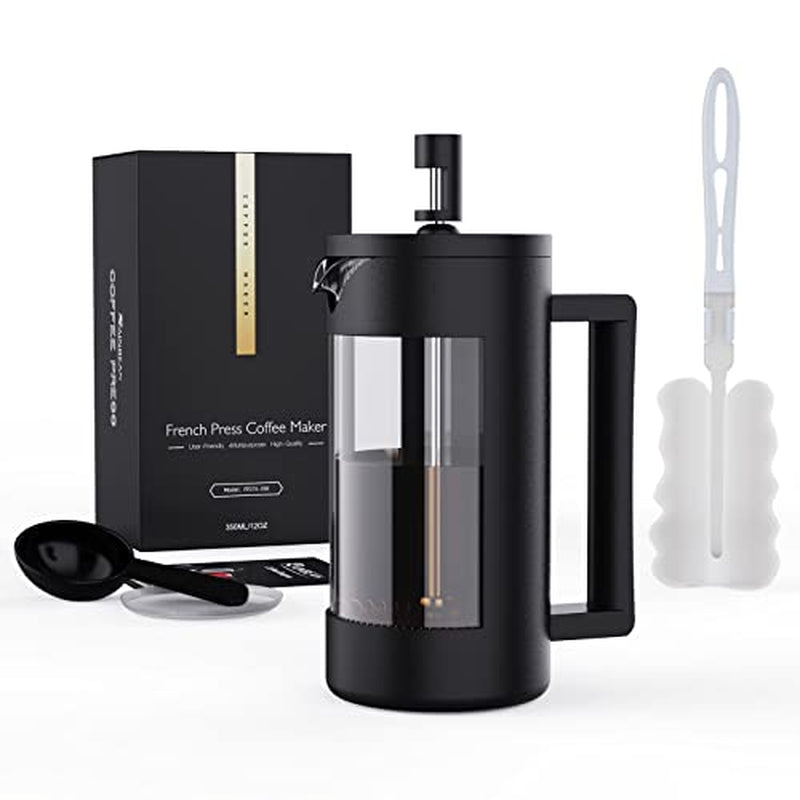 French Press Coffee Maker, Camping Plastic Glass French Coffee Press, Medium Size Tea and Frothed Milk Press,100 Percent BPA Free Prensa Francesa, Rust-Free and Dishwasher Safe,12 Oz & 21 Oz