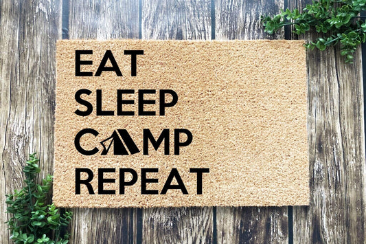 Eat Sleep Camp Repeat doormat-0