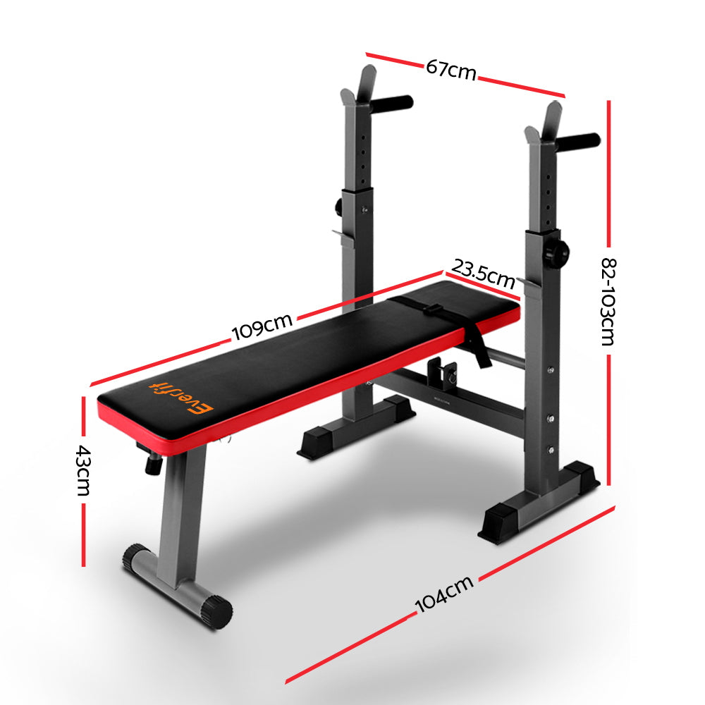 Everfit Multi-Station Weight Bench Press Weights Equipment Fitness Home Gym Red-1