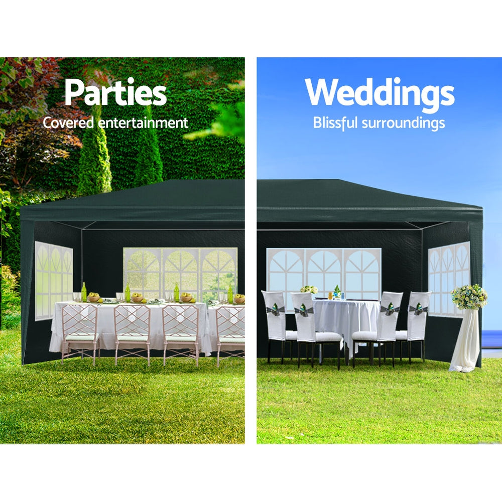 Instahut Gazebo 3x6 Outdoor Marquee Gazebos Wedding Party Camping Tent 4 Wall Panels-3