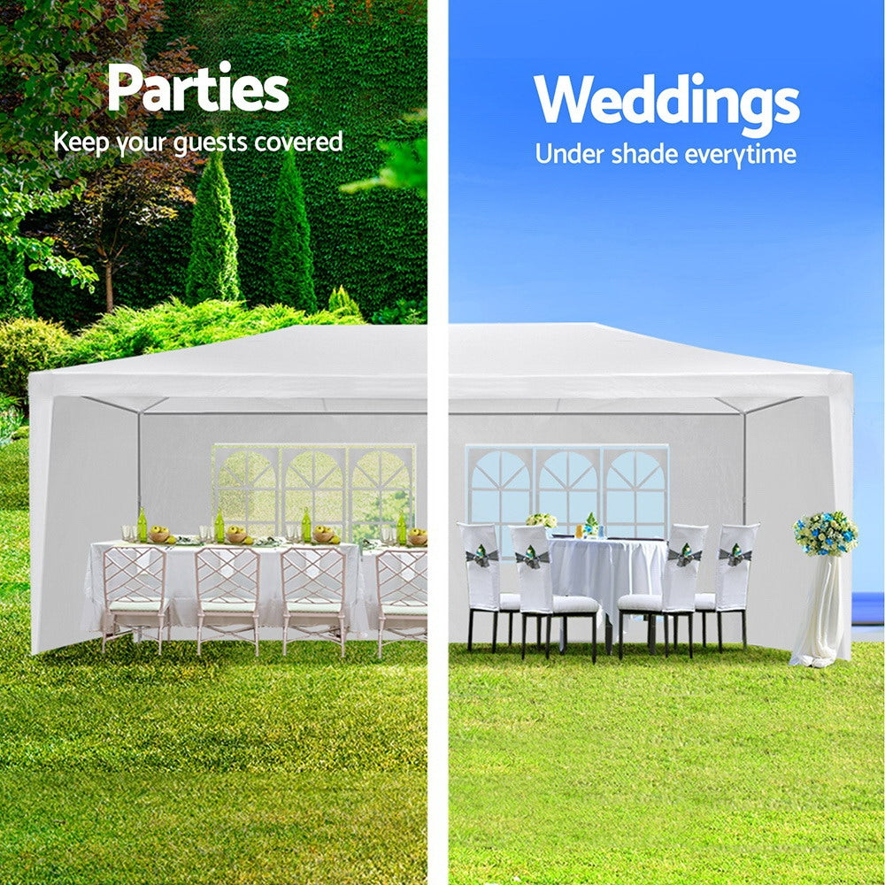 Instahut Gazebo Outdoor Marquee Wedding Gazebos Party Tent Camping White 3x6m-3