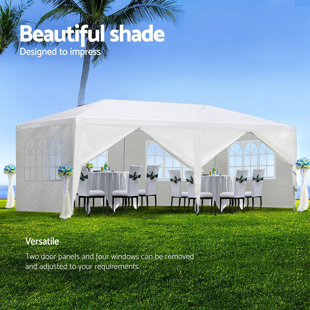 Instahut Gazebo Outdoor Marquee Wedding Gazebos Party Tent Camping White 3x6m-4