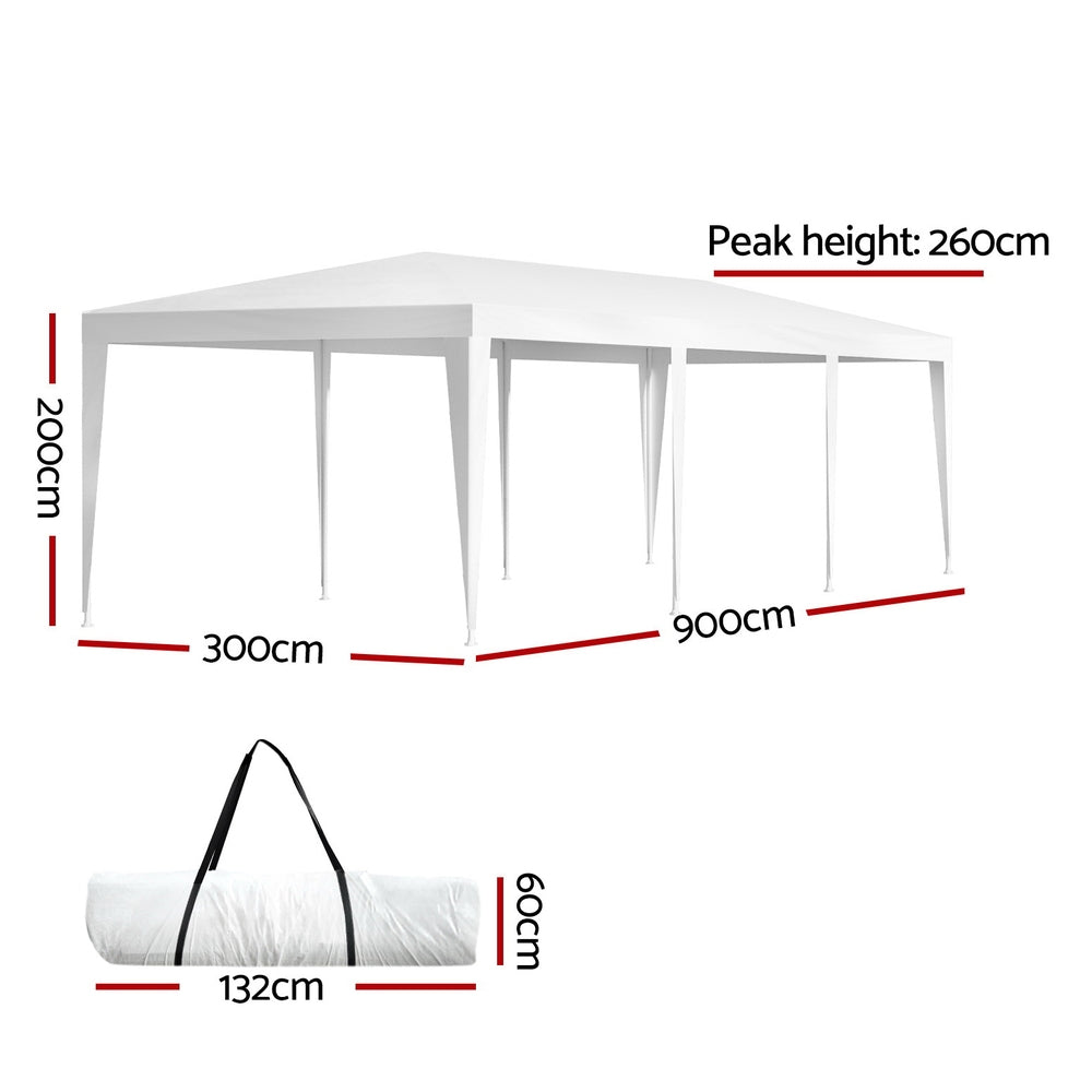 Instahut Gazebo 3x9 Wedding Party Marquee Tent Outdoor Event Camping Shade White-1