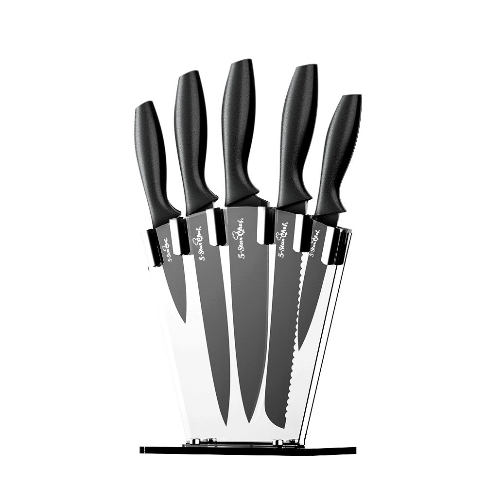 5-Star Chef 7PCS Kitchen Knife Set Stainless Steel Non-stick with Sharpener-0