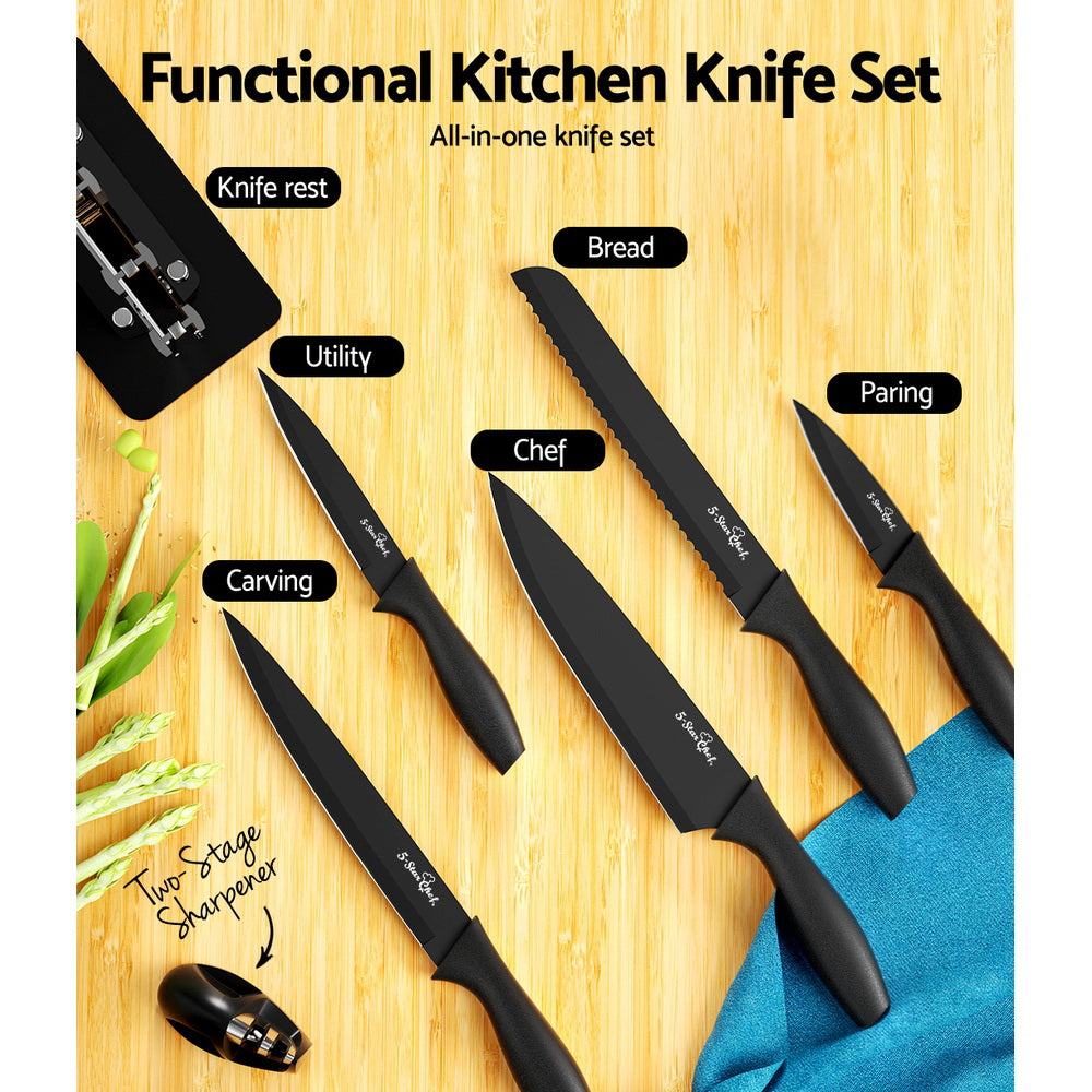 5-Star Chef 7PCS Kitchen Knife Set Stainless Steel Non-stick with Sharpener-4