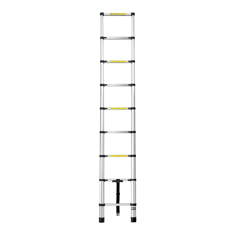 Giantz 2.6M Telescopic Ladder Aluminium Extension Extendable Steps Adjustable Height-2