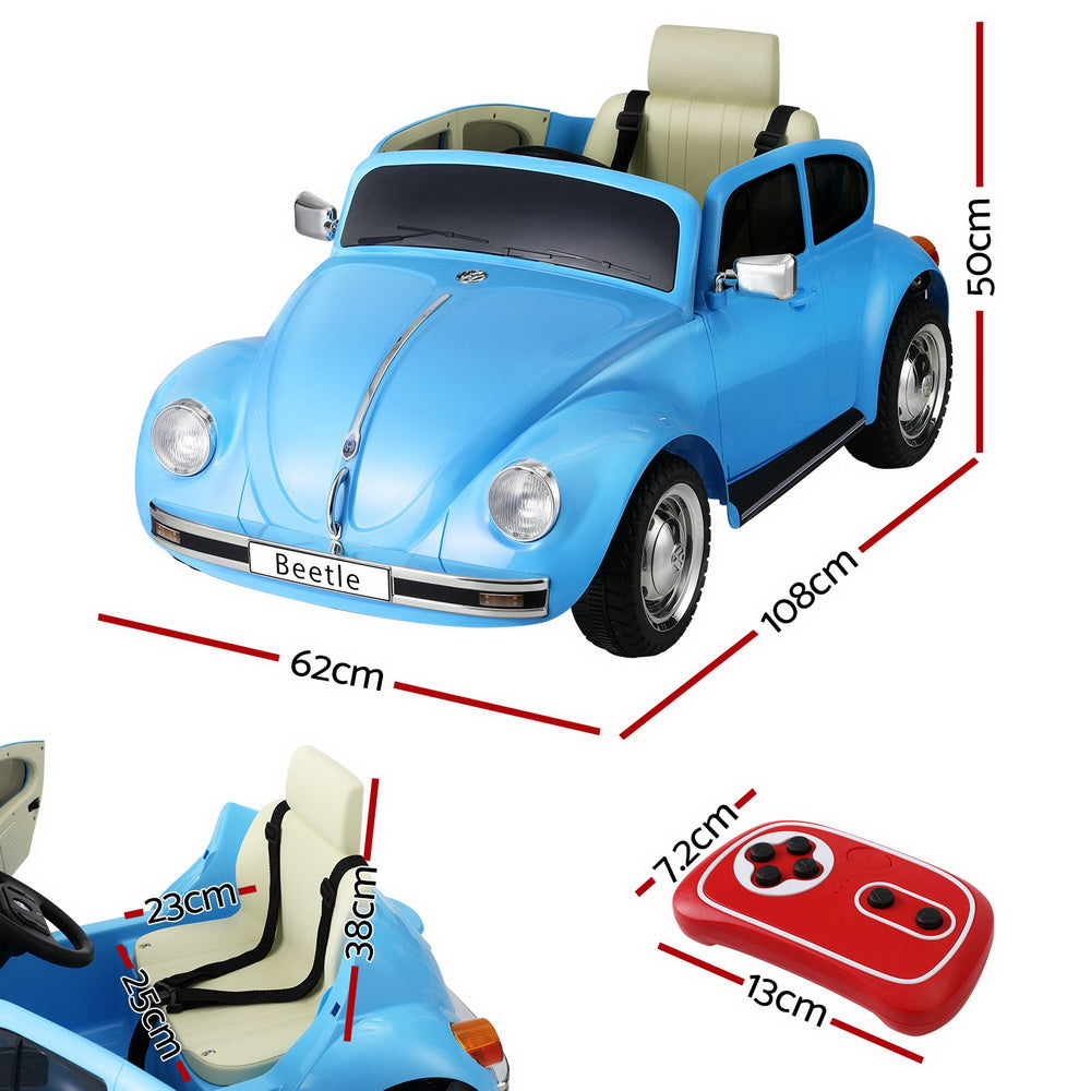 Kids Ride On Car Licensed Volkswagen Beetle Electric Toys Horn Remote 6V Blue-1